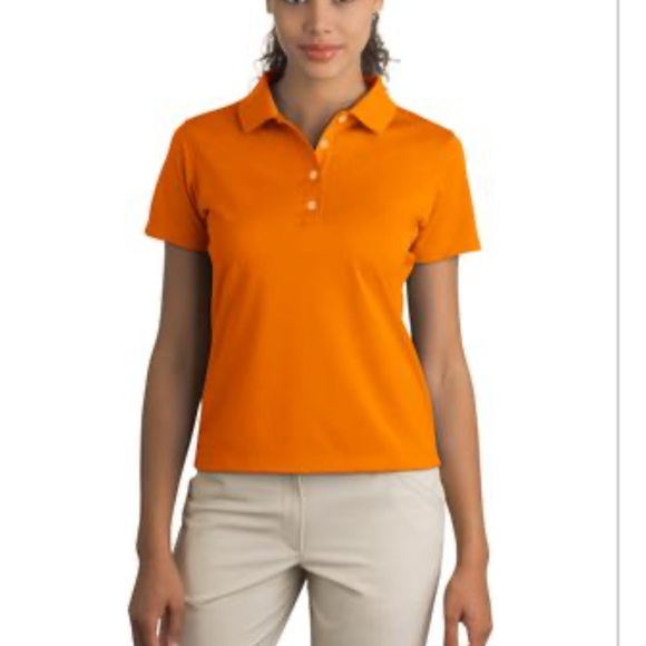 Nike Athleasure Pumping Orange Button Down Tailored Polo Shirt Golf Tennis M - Picture 1 of 9